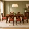 Globally Indian Anvaya Solid Sheesham Wood 6 Seater Dining Table Set 6 Chairs Terracotta Orange