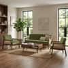 Ginni Solid Wood 5 Seater Rattan Designed Sofa Set  In Teak Finish