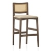Weber Solid Wood Bar Stool (Danish Walnut Finish, Biscuit Velvet Colour)