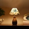Devansh Multicolor Cotton Table Lamp With  Wood Natural Base (10X12.5 Inches)-36