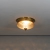 Cameron 2-Light Flush Mount Ceiling Light In Brass Finish With Amber Diamond Cut Glass