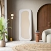 Miro Upholstered Organic Floor Mirror in White Boucle Finish