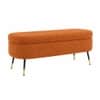 Doe Buck Luxury Boucle Storage Bench in Rust Colour with Gold Tipped Legs