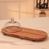 Ireka Homes Dome n Dime Acacia Wood Cake Stand with Glass Dome