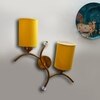 Devansh Metal Electric Wall Light in Gold Colour with Yellow Shade Count of 2 Lights