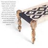Hamilton Solid Wood Maachi Bench set with 2 Stools in Black & White Canning
