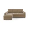 Apollo Compact Sofa (Colour : Fawn Velvet, Cushion : Soft, Back Type : Regular, Seating Capacity : Left Aligned 2 Seater + Left Aligned Chaise + Ottoman)