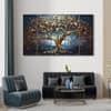 The Castle Decor Golden Trees Wall Art Set of 5 Wooden Framed Digital Painting 27x48 Inch