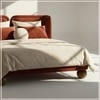 Nobella Opal King Size Bed in Orange Velvet with Spherical Legs, Oak Wood Frame & Hydraulic Storage