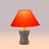 Devansh Conical Orange Cotton Shade Lamp With Wood & Mosaic Glass Base For Decoration/Office/Home/Gifting/Study For Decoration/Office/Home/Gifting/Study -(10X10X14.5) Inches -A