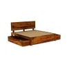 Esra Solid Wood King  Size Bed With Box Storage (Honey Oak Finish)
