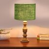 Devansh Green Jute  Table Lamp With  Wood Natural Base (7X17.5 Inches)-17