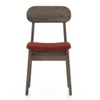 Lunar Solid Wood Dining Chair Set of 2 In Danish Walnut Finish With Dark Coral Fabric Colour