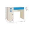 Kristina Kids Study Desk with Shuttered Cabinet and 2 Drawers in Light Wood Azure Blue Colour