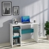 Woodbuzz Duke Engineered Wood Finish Study Table Desk In Frosty White And Ocean Green