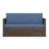 Bram 3 Seater Pull Out Sofa cum Bed In Danish Walnut Finish Baltic Blue Colour