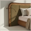 Elowen Softline King Size Bed in velvet With Oak wood Frame & Hydraulic Storage