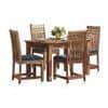 Fidora 4 Seater Dining Table With Set Of 4 Diego Dining Chairs (Colour- Midnight Indigo Blue , Finish- Teak)