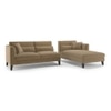 Lewis Sectional Sofa (Colour : Fawn Velvet, Cushion : Hard, Seater : Right Aligned 3 Seater + Right Aligned Chaise)