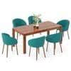 Atlas Solid Wood 6 Seater Dining Table In with 6 Meryl Lounge Chair