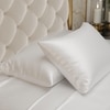 Stoa Paris Satin Pillow Covers,  Premium Plain Pillow Cover Set of 2, 68L x 45W cms - Vanilla White