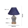 Devansh Conical Blue Jute Shade Lamp With Wood & Mosaic Glass Base For Decoration/Office/Home/Gifting/Study For Decoration/Office/Home/Gifting/Study -(10X10X14.5) Inches -A