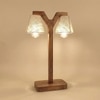 Elania Wooden Table Lamp with Brown Base and Premium White Fabric Lampshade