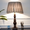 Akira hand crafted Solid wood walnut finish Table Lamp With Natural Linen Shade