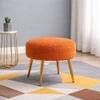 Doe Buck Luna Boucle Round Ottoman Stool in Orange Colour with Gold Metal Legs