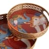 Elephant Round Pichwai Tray Set Of 2 In Blue And White Colour