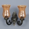 Devansh Metal Electric Wall Light in Antique gold Colour with Lavender Shade Count of 2 Lights