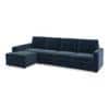 Apollo Compact Fabric Sectional Compact Sofa (Colour : Sea Port Blue Velvet, Cushion : Soft, Back Type : Regular, Seating Capacity : Left Aligned 3 Seater + Left Aligned Chaise)