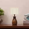 Devansh Off White Cotton Table Lamp With  Wood Natural Base  (7X13 Inches)-2
