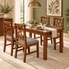 Globally Indian Bindu Solid Sheesham Wood 4 Seater Dining Table Set 4 Chairs Grey