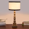 Devansh Multicolor Cotton Table Lamp With  Wood Natural Base (7X7X21.25 Inches)-8