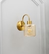 Hendrik Single Light Wall Fitting In Brass  Finish Metal With Amber Glass