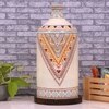 Finesse Glass Hand Painted Shade Table Lamp  with Wooden Base