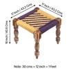 Riaza Solid Wood Maachi Stool in Purple & Yellow Canning