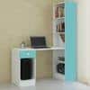 Austin Study Desk with Drawer and Built In Bookshelf in Misty Turquoise Colour