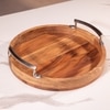 Ireka Home Atithi Wooden Serving Tray with Iron Handles – Medium