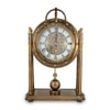 Vintage Mantel Clock Gold Metal Finish Roman Numerals Exposed Gears and Pendulum