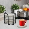 Metalsmith Round Marble Coaster Set of 6 with Stand Reversible Design