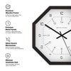 Octagonal Wooden Wall Clock with Dual Time Dial Design