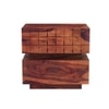 Cnc Solid Wood Bedside Table in Teak Finish