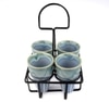 Sky Blue Kulhad Caddy Rustic Tea Cup Set – Set of 4