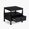 Archie Spindle Solid Wood Bedside Table in Black Colour