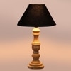 Devansh Black Cotton Table Lamp With  Wood Natural Base (10X18 Inches)-28