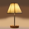 Devansh Off-White Cotton Vintage  Lamp With Natural  Wood Base  & Steel Pipe  (12X8X19.25)