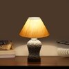 Devansh Conical Off White Cotton Shade Lamp With Wood & Mosaic Glass Base For Decoration/Office/Home/Gifting/Study For Decoration/Office/Home/Gifting/Study -(10X10X14.5) Inches -A