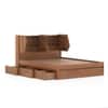 Koro Solid Wood Queen Size Drawer Storage Bed In Amber Walnut Finish
